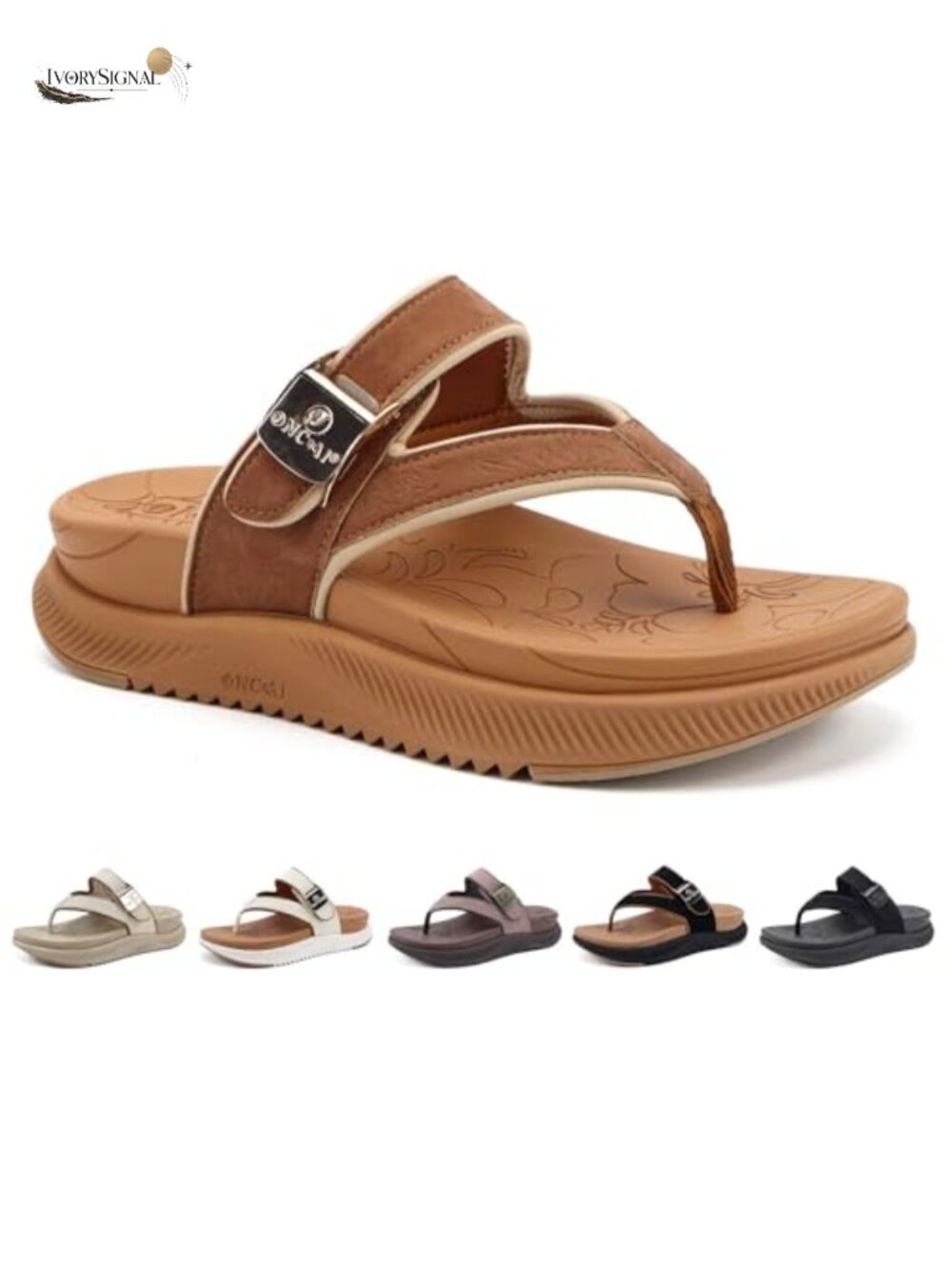 Women's Orthopedic Platform Flip Flops Arch Support Sandals Faux Leather Thick